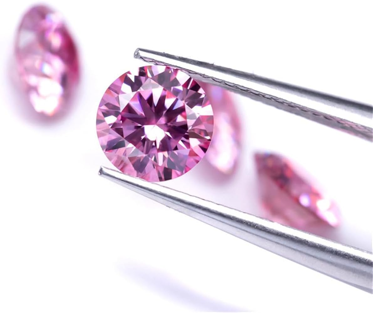 Pink 3Carat Round Cut Moissanite